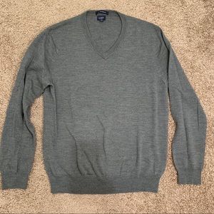 J. Crew Italian Merino Wool V-Neck gray sweater